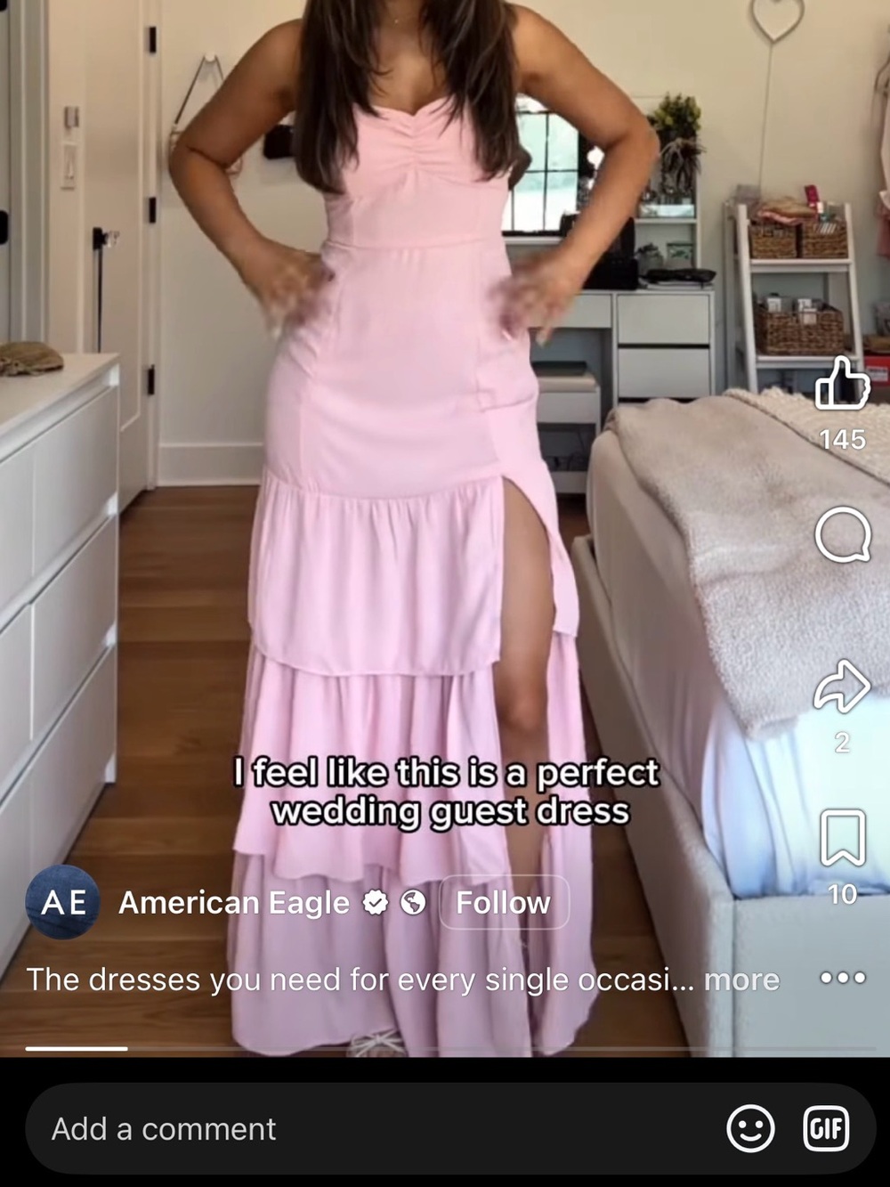 NWT AMERICAN EAGLE Pink Tiered Spaghetti Strap Maxi DRESS